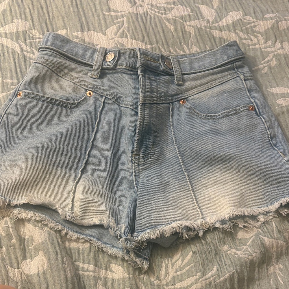 Juicy Couture Light Blue Frayed Jean Shorts